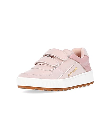 360 degree animation of product Girls pink RI velcro plimsoles frame-0