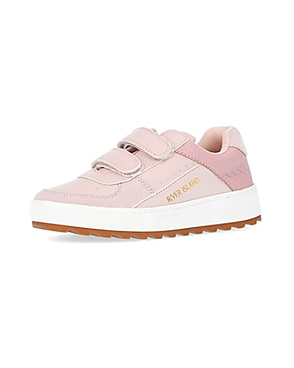 360 degree animation of product Girls pink RI velcro plimsoles frame-1
