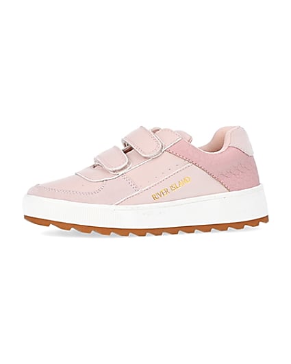 360 degree animation of product Girls pink RI velcro plimsoles frame-2