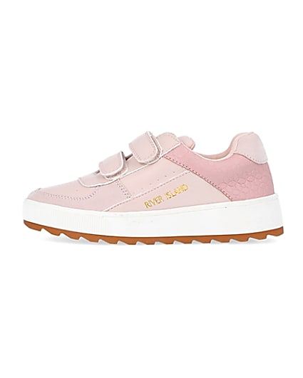 360 degree animation of product Girls pink RI velcro plimsoles frame-3