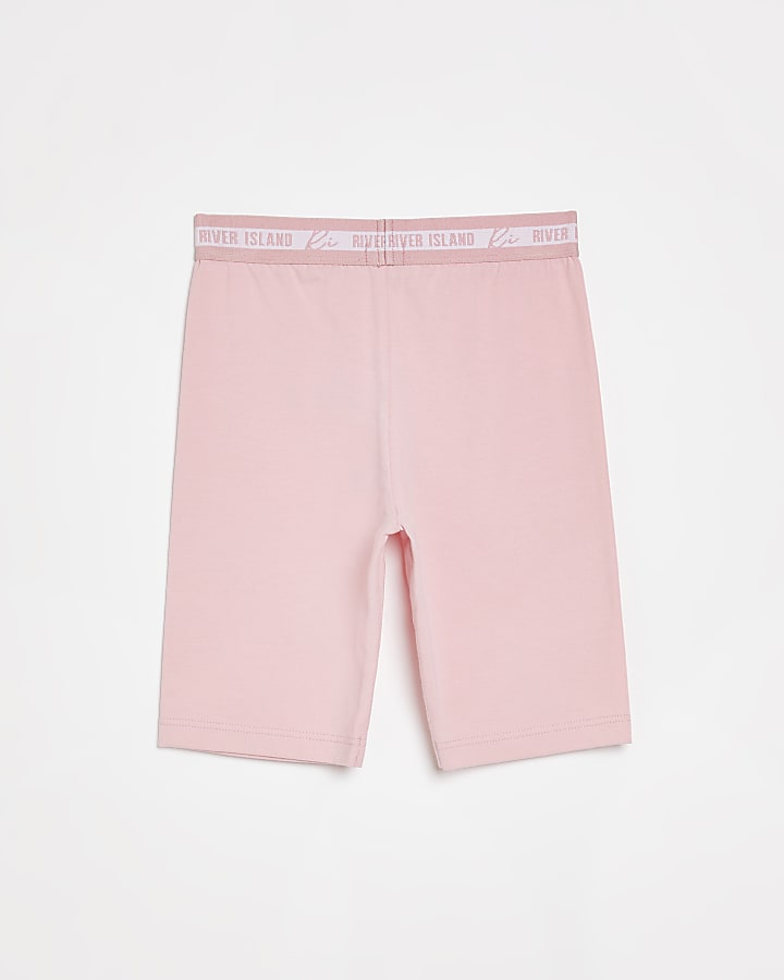 Girls pink RI waistband cycling shorts