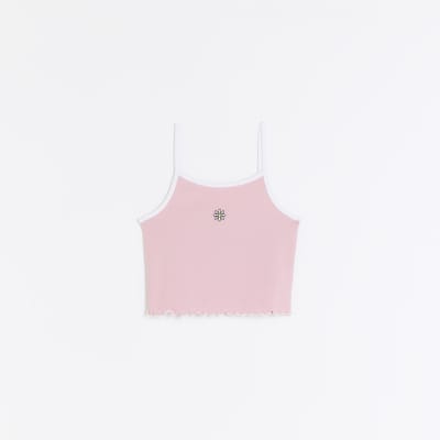 pink crop cami top