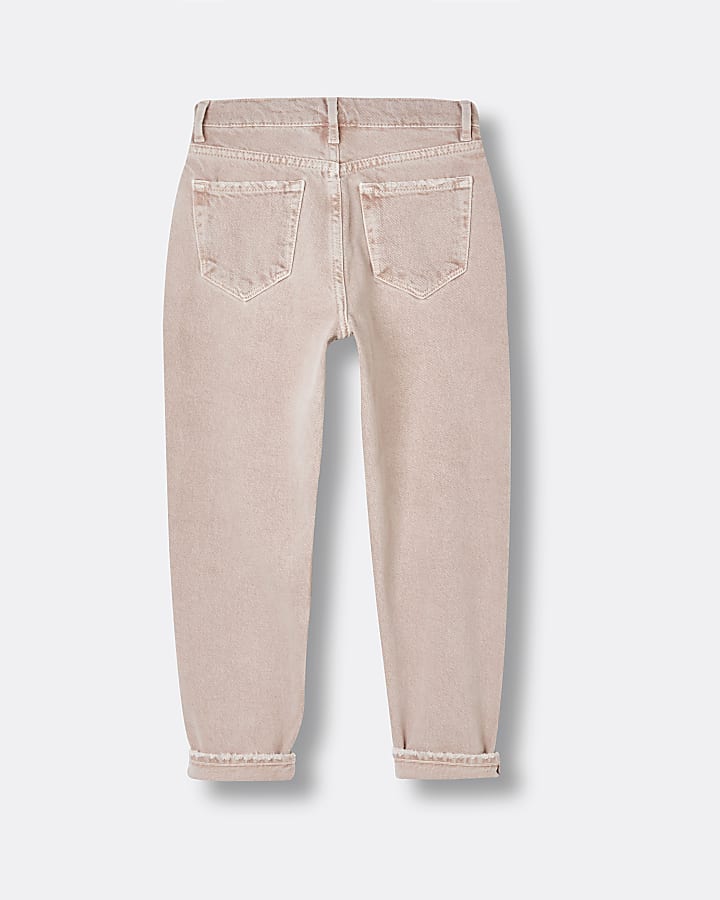 Girls pink ripped mom jeans