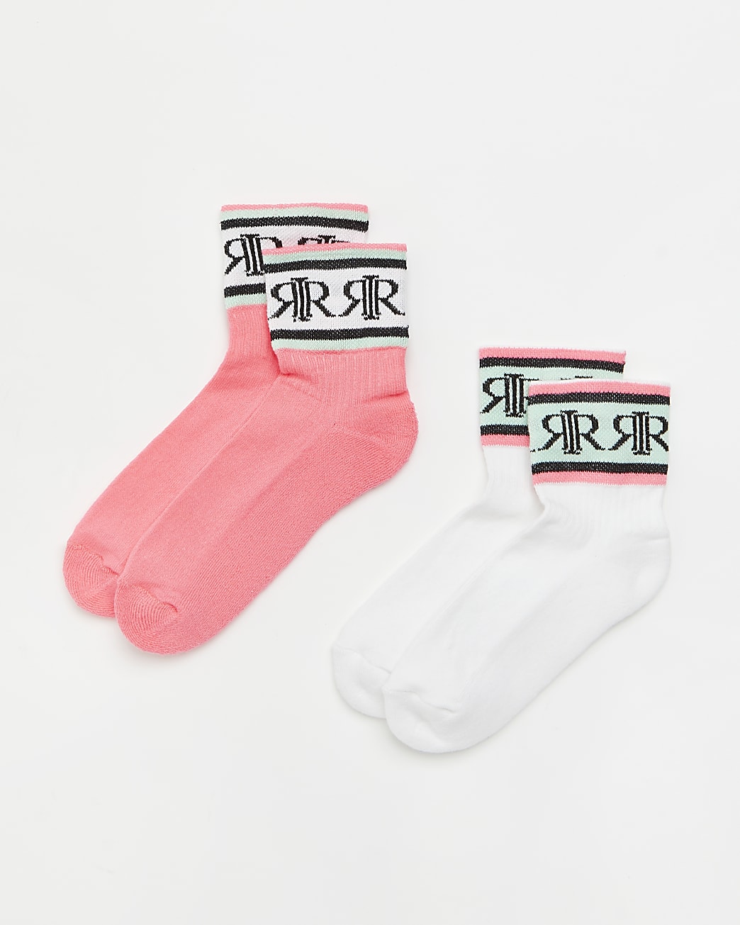 Girls pink RIR neon tube socks 2 pack
