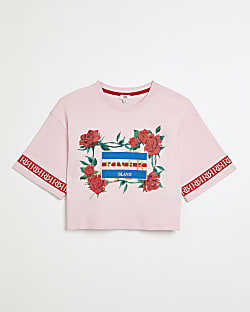 Girls Pink River Rose Graphic Crop T-shirt