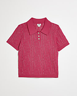 River Island Girls Clothing T-shirts Polo Shirts Girls River textured polo shirt 