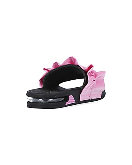 360 degree animation of product Girls pink ruched bubble sole sliders frame-11