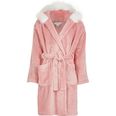 Girls Pink Sassy Cosy Dressing Gown River Island