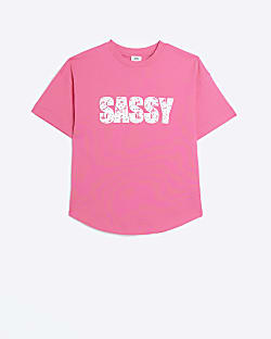 Girls Pink Sassy Graphic T-shirt