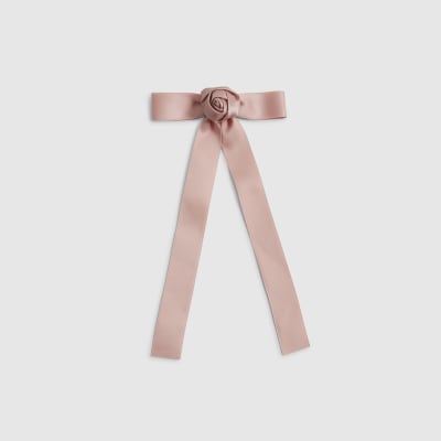 Girls Pink Satin Rose Hair Clip