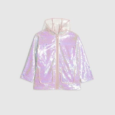 Girls Pink Sequin Raincoat