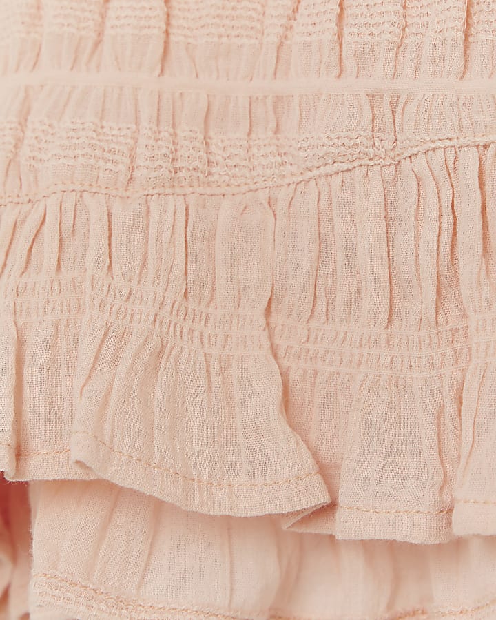 Girls pink shirred shorts and top set
