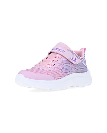 360 degree animation of product Girls Pink Skechers Chunky Sole Trainers frame-0