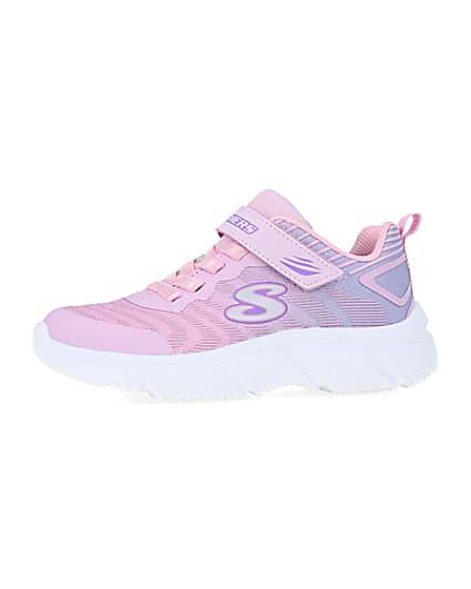 360 degree animation of product Girls Pink Skechers Chunky Sole Trainers frame-2