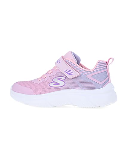 360 degree animation of product Girls Pink Skechers Chunky Sole Trainers frame-4