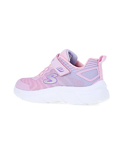360 degree animation of product Girls Pink Skechers Chunky Sole Trainers frame-5