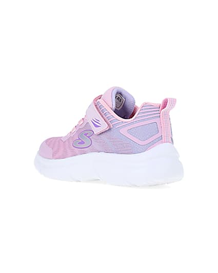 360 degree animation of product Girls Pink Skechers Chunky Sole Trainers frame-6