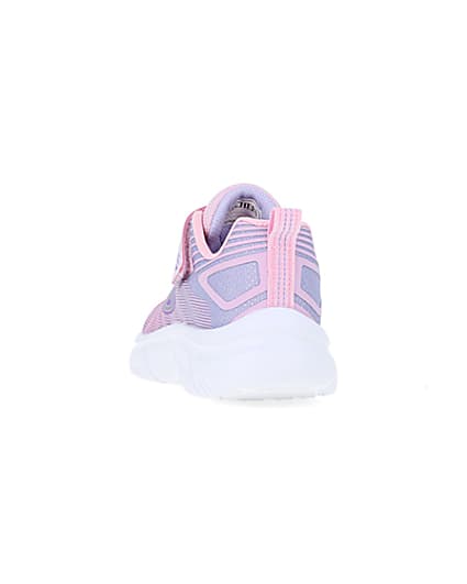 360 degree animation of product Girls Pink Skechers Chunky Sole Trainers frame-8