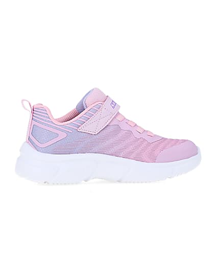 360 degree animation of product Girls Pink Skechers Chunky Sole Trainers frame-14