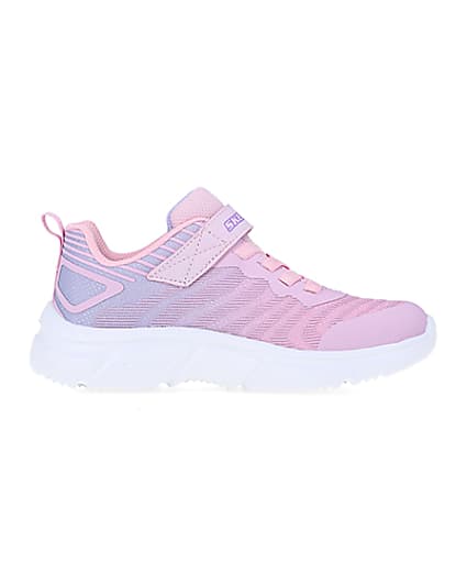 360 degree animation of product Girls Pink Skechers Chunky Sole Trainers frame-15
