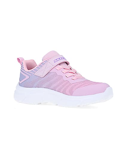 360 degree animation of product Girls Pink Skechers Chunky Sole Trainers frame-17