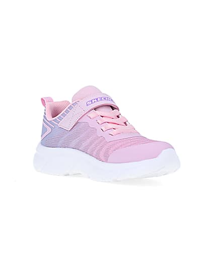 360 degree animation of product Girls Pink Skechers Chunky Sole Trainers frame-18