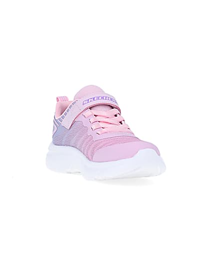 360 degree animation of product Girls Pink Skechers Chunky Sole Trainers frame-19