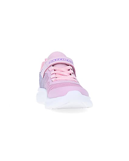 360 degree animation of product Girls Pink Skechers Chunky Sole Trainers frame-20