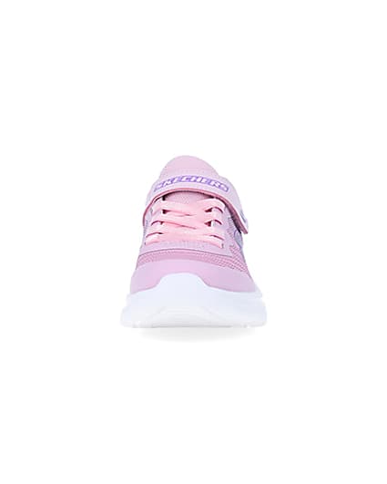 360 degree animation of product Girls Pink Skechers Chunky Sole Trainers frame-21