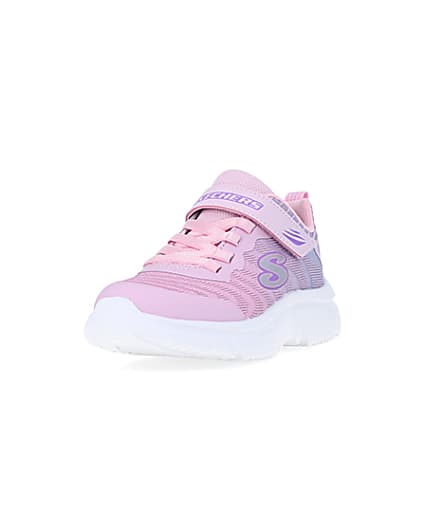 360 degree animation of product Girls Pink Skechers Chunky Sole Trainers frame-23