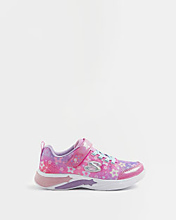 Girls Pink Skechers Light Up Star Trainers