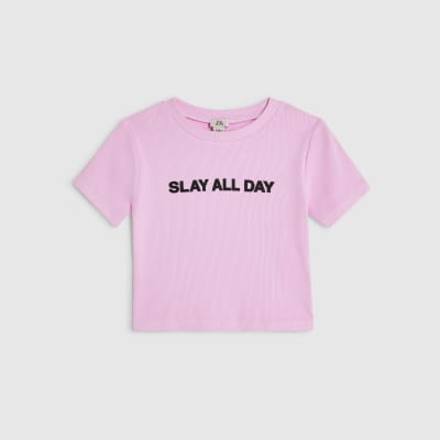 Girls Pink Slay all Day Baby T-Shirt