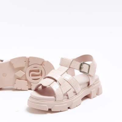 Girls pink strappy chunky sandals