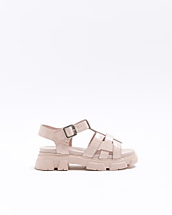 Girls pink strappy chunky sandals