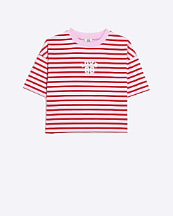 Girls pink stripe short sleeve t-shirt
