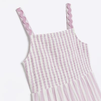 Girls pink Stripe tiered Maxi Dress