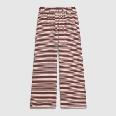 Girls Pink Stripe Wide Leg Trousers
