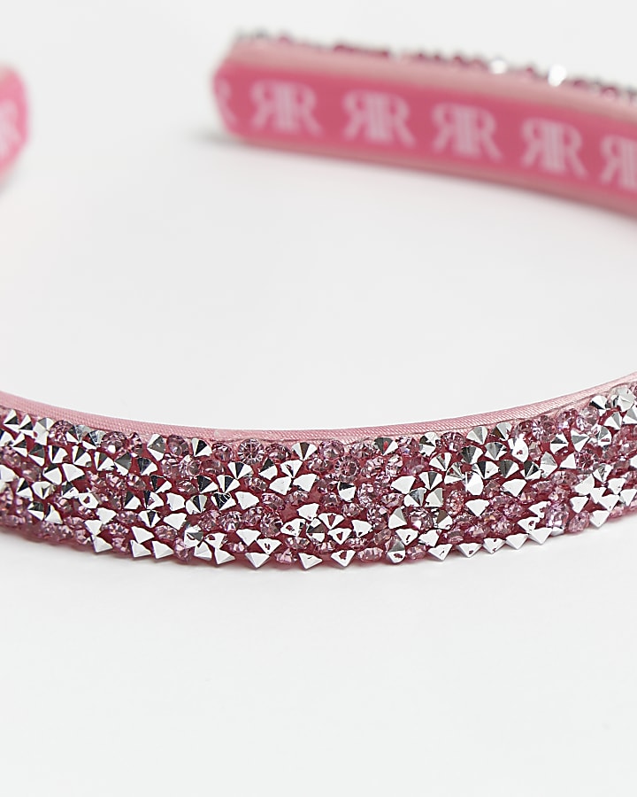 Girls pink studded glitter aliceband