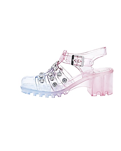 360 degree animation of product Girls pink studded glitter jelly sandals frame-3