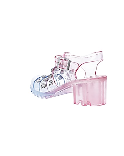 360 degree animation of product Girls pink studded glitter jelly sandals frame-6