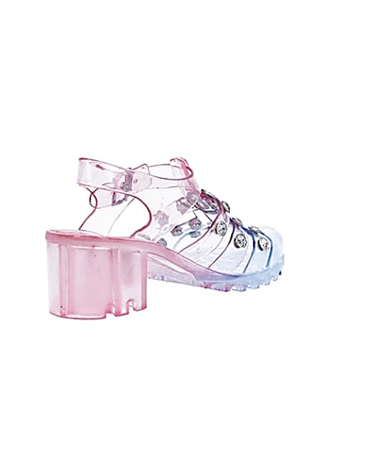 360 degree animation of product Girls pink studded glitter jelly sandals frame-12