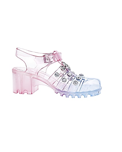 360 degree animation of product Girls pink studded glitter jelly sandals frame-16