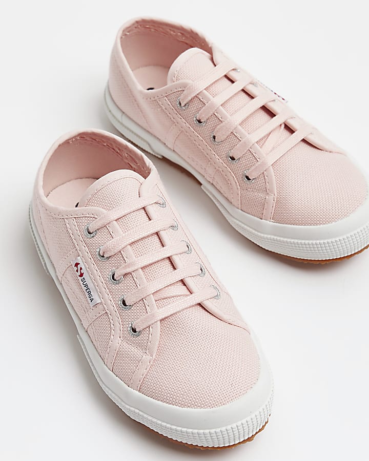 Girls Pink Superga lace up canvas Trainers