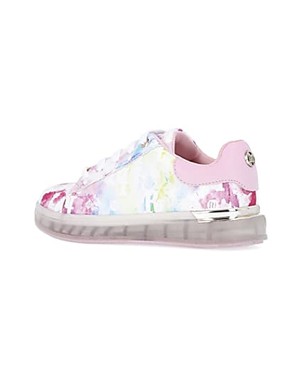 360 degree animation of product Girls pink tie dye RI monogram trainers frame-5