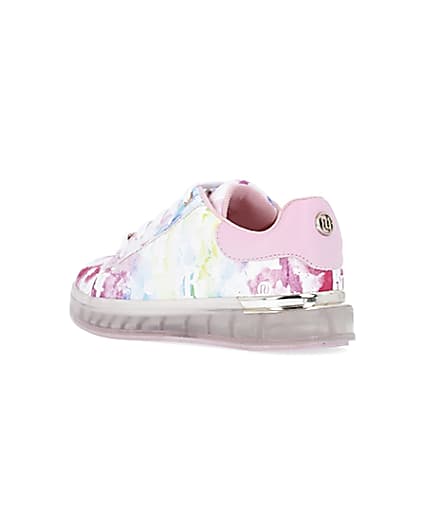 360 degree animation of product Girls pink tie dye RI monogram trainers frame-6