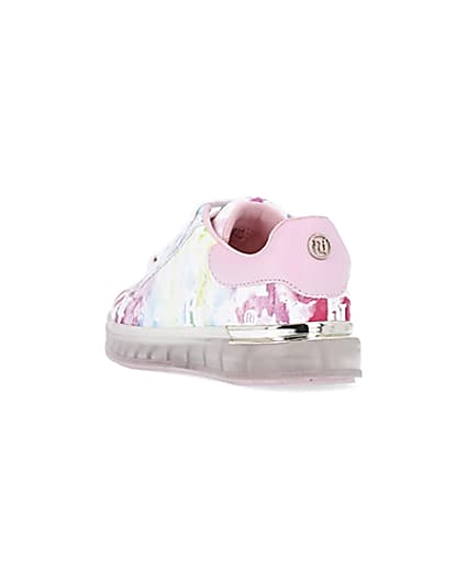 360 degree animation of product Girls pink tie dye RI monogram trainers frame-7