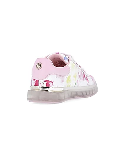 360 degree animation of product Girls pink tie dye RI monogram trainers frame-11