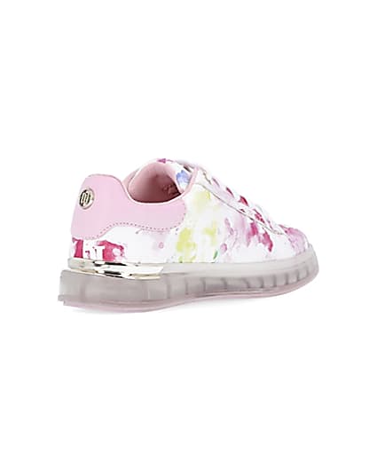 360 degree animation of product Girls pink tie dye RI monogram trainers frame-12