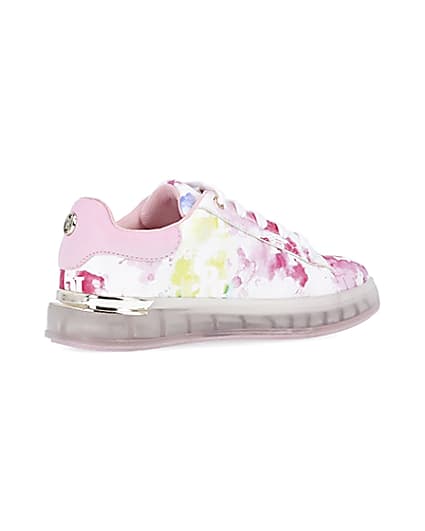 360 degree animation of product Girls pink tie dye RI monogram trainers frame-13