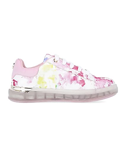 360 degree animation of product Girls pink tie dye RI monogram trainers frame-15